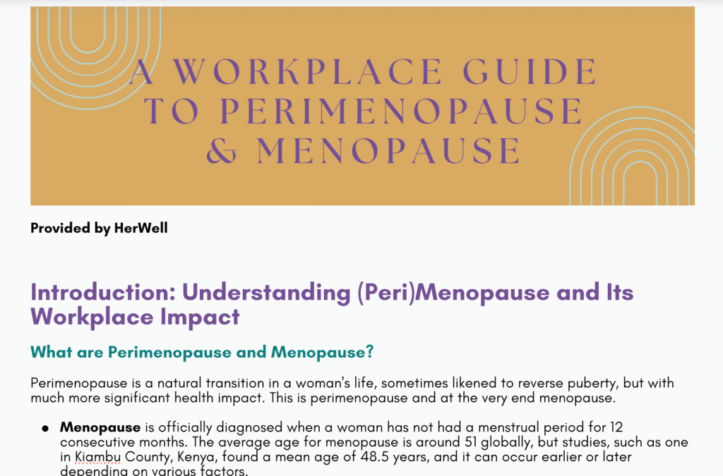 Picture of the first page of a perimenopause and menopause health policy for the workplace